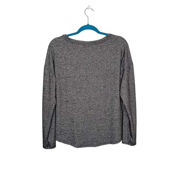 A New Day Charcoal Heather Gray Lace Up Neckline Blouse - Picture 10 of 13